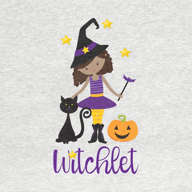 Witchy Gift Kid Witch Halloween Pumpkin Design Black Cat Spooky Autumn Design by InnerMagic